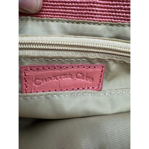 Charter Club Womens Shoulder Bag Coral Textured Faux Croc With Magnetic Closure - Picture 2 of 16